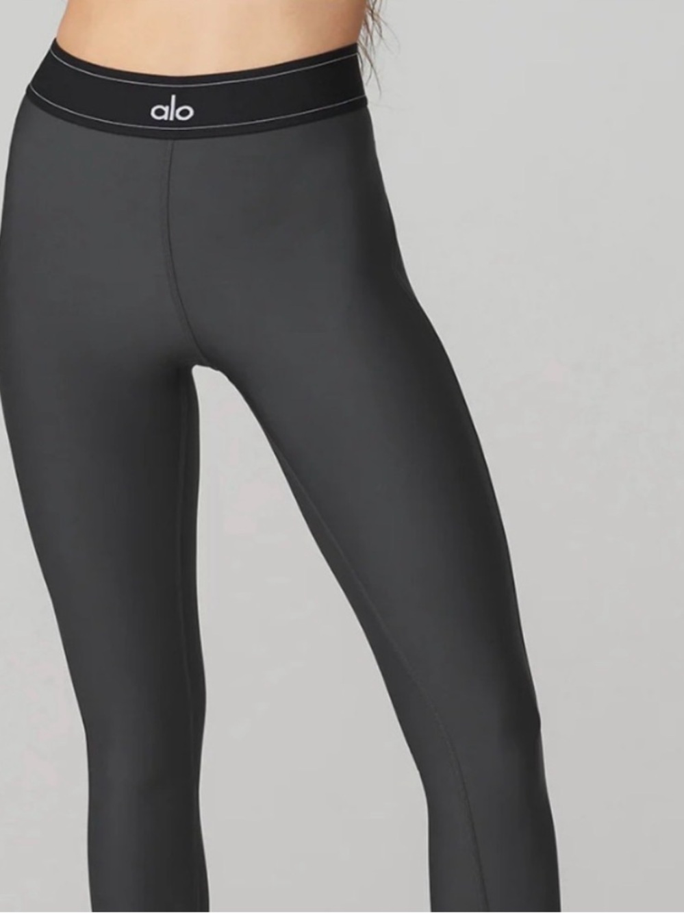 Alo Yoga Small Airlift High Rise Suit-Up Leggings Gravel Black